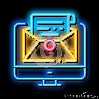 accept incoming mail administrator neon glow icon illustration Vector Illustration