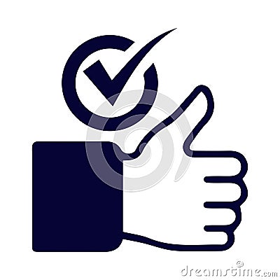 Accept, like, thumbs, thik, check, accept thumbs icon Vector Illustration