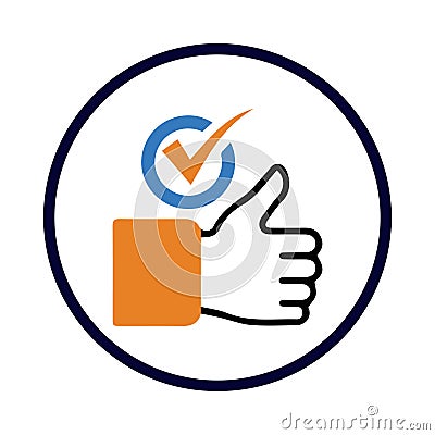 Accept, like, thumbs, thik, check, accept thumbs icon Vector Illustration