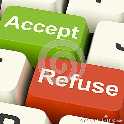 Accept And Refuse Keys Showing Acceptance Or Denial Stock Photo