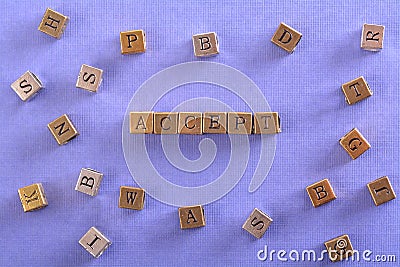 Accept word metal block Stock Photo