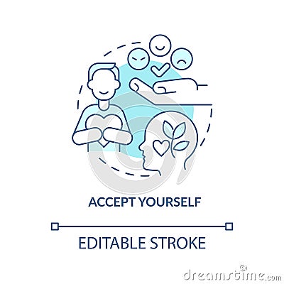 Accept yourself turquoise concept icon Vector Illustration