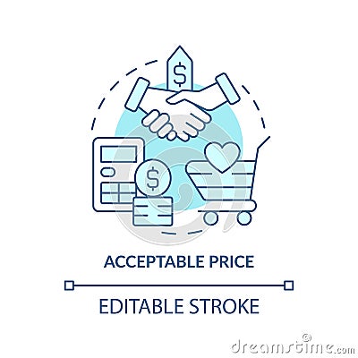 Acceptable price turquoise concept icon Vector Illustration