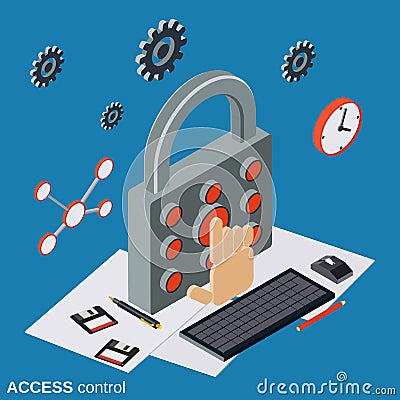 Access control, computer security vector concept Vector Illustration