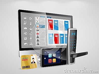 Access control and management system Vector Illustration