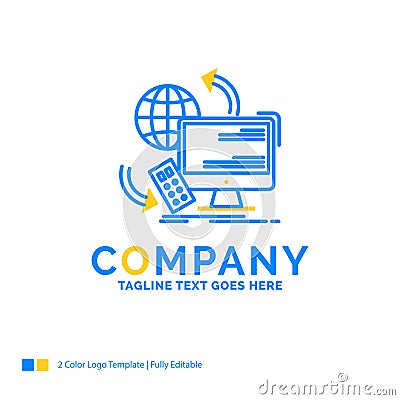 Access, control, monitoring, remote, security Blue Yellow Busine Vector Illustration