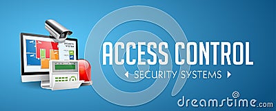 Access control system - Alarm zones - security system concept - website banner Vector Illustration