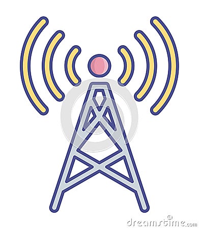 Communication tower Fill Vector icon which can easily modify or edit Vector Illustration