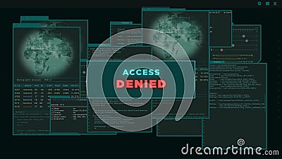 Access Denied - HUD or vitual interface of hacker trying to hack a server Stock Photo