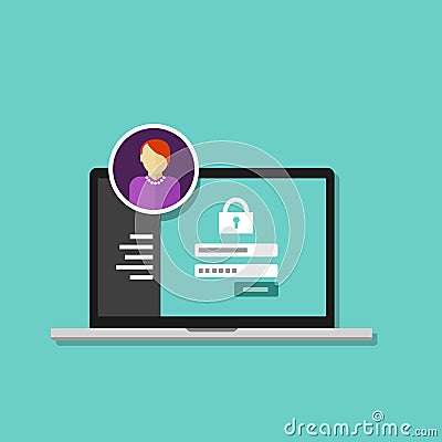 Access management authorize software authentication login form password system security Vector Illustration