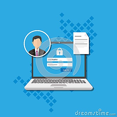 Access management authorize software authentication login form system Vector Illustration