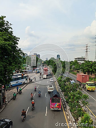 access road to the city of Surabaya which is always busy Editorial Stock Photo