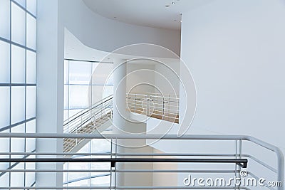 Access stair with metal handrails Stock Photo