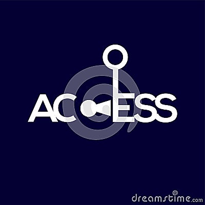 Access text logo with key vector template. Key Access logo text element Vector Illustration