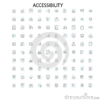 accessibility icons, signs, outline symbols, concept linear illustration line collection Vector Illustration