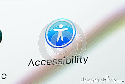 Accessibility settings icon on display MacBook closeup Editorial Stock Photo