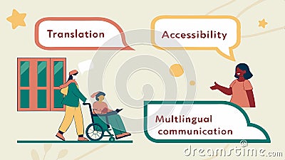 Accessibility and translation icons, inclusive communication vector design Generative AI Vector Illustration