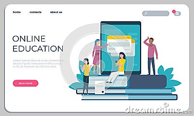 Accessible education website. Online learning for disabled people concept. Vector access page training students and Vector Illustration