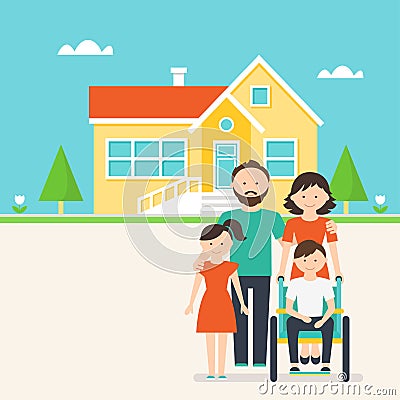 Accessible Housing for People with Special Needs Vector Illustration