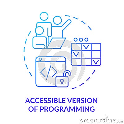 Accessible version of programming blue gradient concept icon Vector Illustration