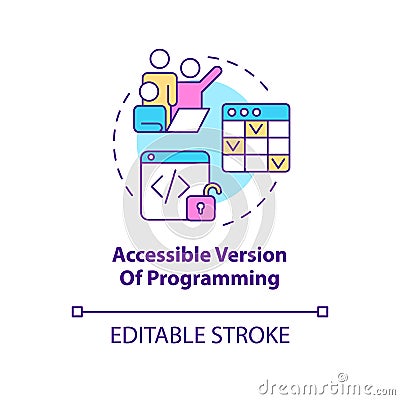 Accessible version of programming concept icon Vector Illustration