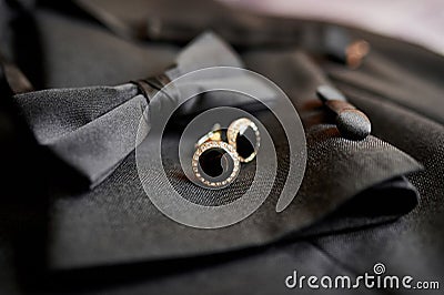 Accessories butterfly and cufflinks for a classic suit Stock Photo