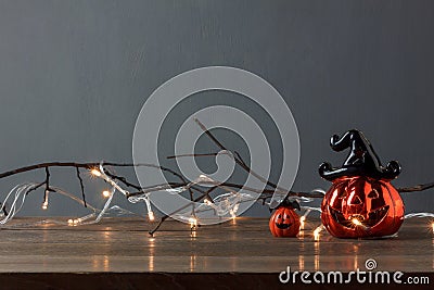 Accessories of decorations Happy Halloween festival background concept. Stock Photo