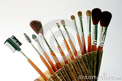 Accessories for eyelashes face makeover, makeup brushes set Stock Photo