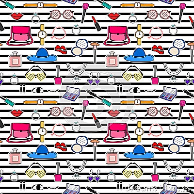 Accessories fashion seamless pattern background. Vector Illustration