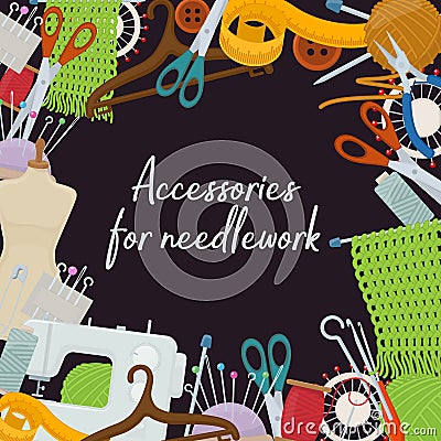 Accessories for needlework Vector Illustration