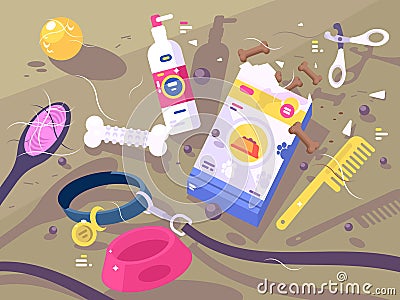 Accessories for pet care Vector Illustration