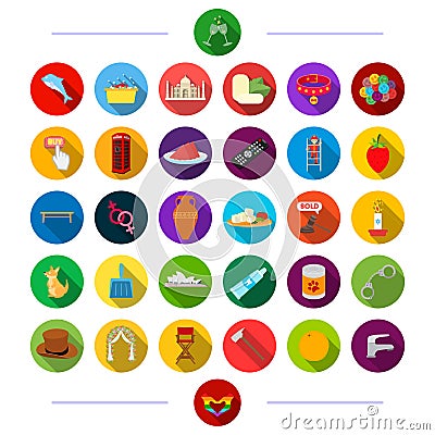 Accessories, rest, justice and other web icon in flat style., travel, tourism, hygiene icons in set collection. Vector Illustration