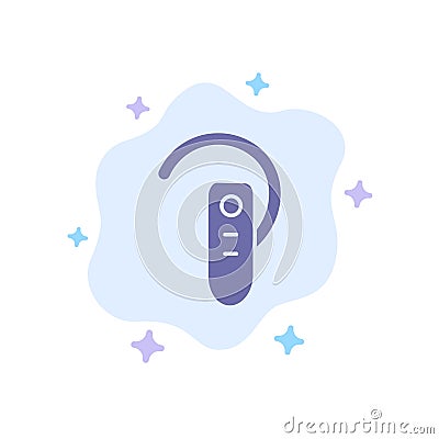 Accessory, Bluetooth, Ear, Headphone, Headset Blue Icon on Abstract Cloud Background Vector Illustration