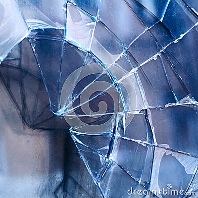 Accident cracked damaged broken window glass Stock Photo