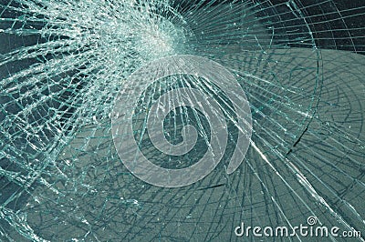 Accident damaged car windshield Stock Photo