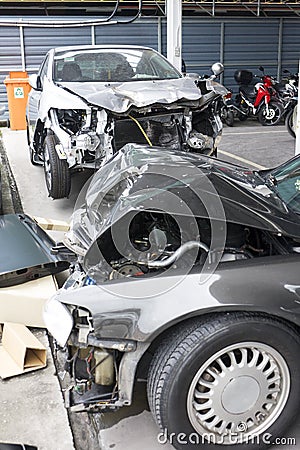 Accident Damaged Motorcars Stock Photo