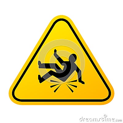Accident fall warning sign Vector Illustration