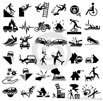 Accident icons set Vector Illustration