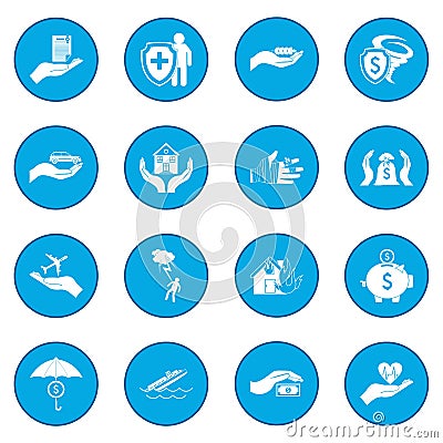 Accident insurance icon blue Vector Illustration