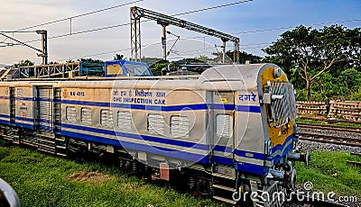 Accident relief train halts at loop line in Tadepalligudem, India. Editorial Stock Photo