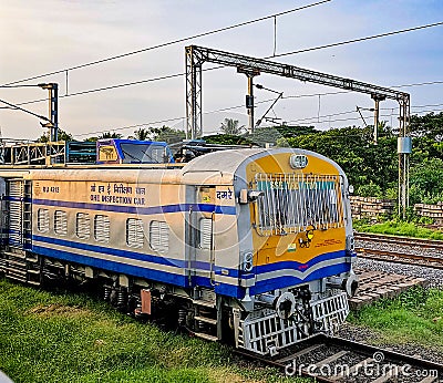 Accident relief Train halts at Railway station in India Editorial Stock Photo