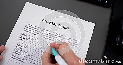 Accident Report Form. Injury Insurance Stock Photo