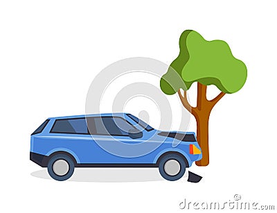 Accident road on street damaged automobiles after collision car crash vector. Vector Illustration