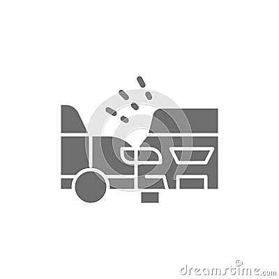 Accident, side collision with two automobiles, car crash grey icon. Vector Illustration