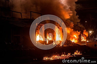 Accident at a steel mill Stock Photo