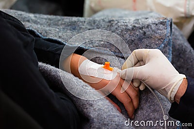 Accident - Victim get a Infusion Stock Photo