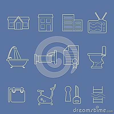 Accommodation amenities icons Vector Illustration