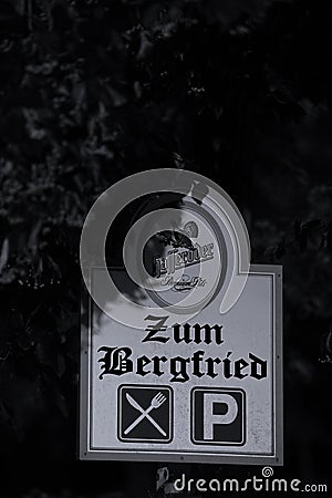 Accomodation Pension plate in Ziesar town, Germany Editorial Stock Photo