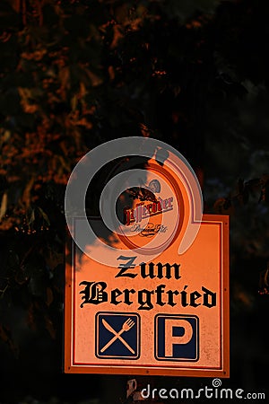 Accomodation Pension plate in Ziesar town, Germany Editorial Stock Photo