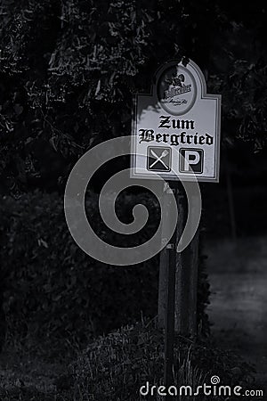 Accomodation Pension plate in Ziesar town, Germany Editorial Stock Photo